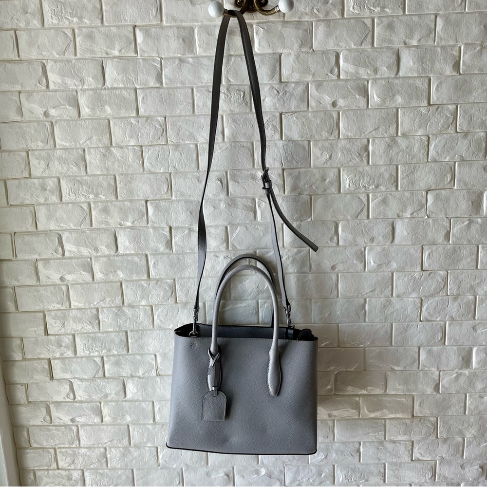 Kate Spade Grey Textured Leather Top Handle Crossbody Bag Purse - Picture 14 of 14